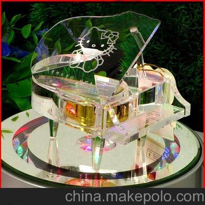 深圳礼品工厂供应 透明水晶带底座带灯旋转纪念音乐盒图片大全 — 星源工艺品精选